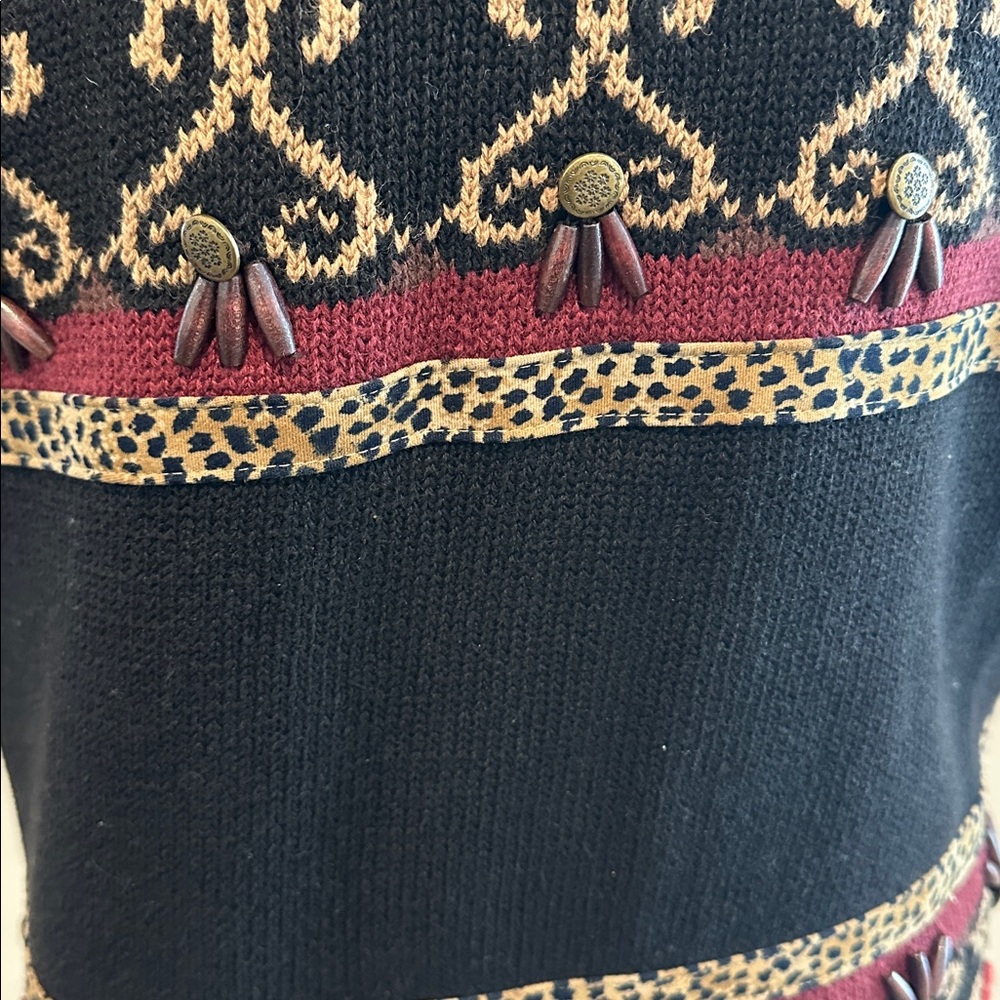 Vintage Sharon Young Black and Red Embroidered Knit Vest. Size Medium - Picture 7 of 8